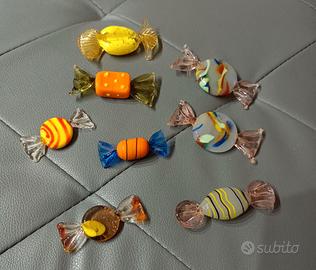 Lotto caramelle colorate in vetro di Murano