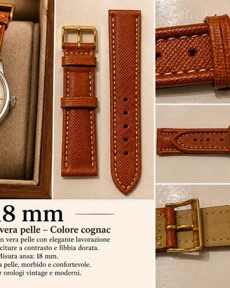 cinturino in pelle cognac 18 mm