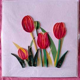 Biglietto con fiori tecnica quilling