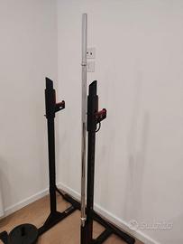 Supporto bilanciere half rack, bilanciere e dischi