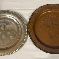 2 piatti rotondi in rame orientali. Vintage