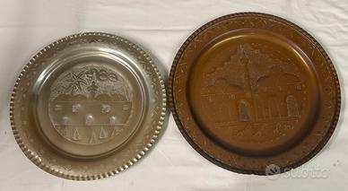 2 piatti rotondi in rame orientali. Vintage