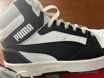 Scarpe Puma alte bianche e nere, taglia 45