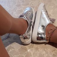 Scarpe sneakers argentate donna tg 41