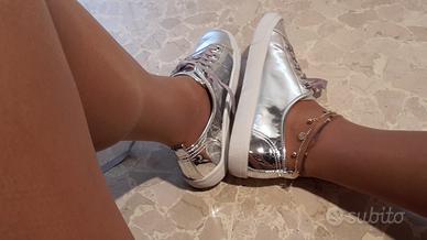 Scarpe sneakers argentate donna tg 41