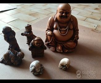 Lotto buddha resina legno. Frati monaci calcio