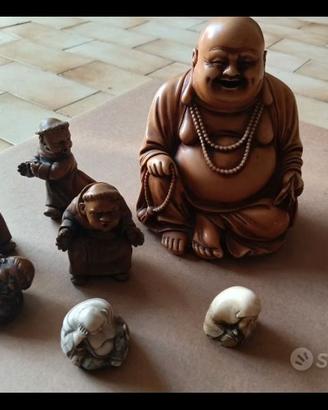 Lotto buddha resina legno. Frati monaci calcio