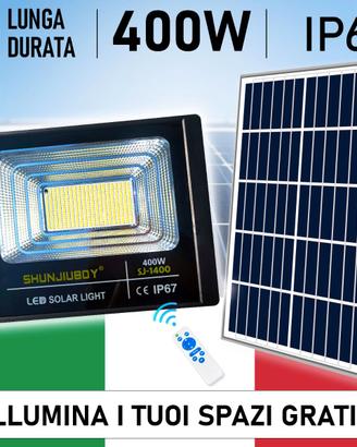 Faro 396 Led 400W con Pannello Solare Telecomando 