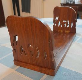 Fermalibri in legno con Elefanti intagliati ai lat