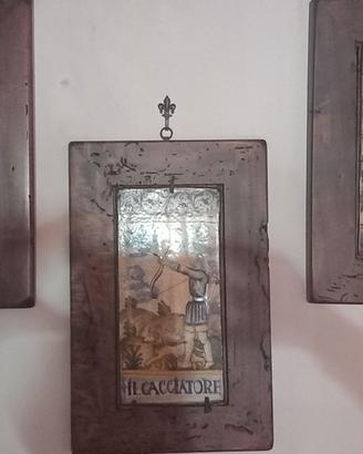 COLLEZIONE 8 CERAMICHE CON CORNICE IN LEGNO