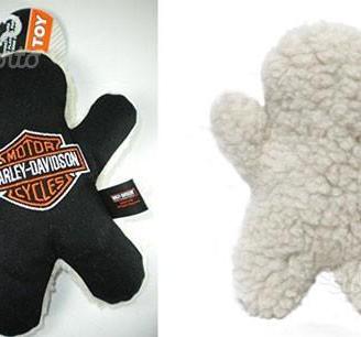 Giochi cani peluche harley davidson omino sonaglio