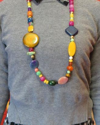 COLLANA agata vari colori, lapislazzuli argento