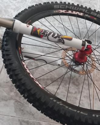 forcella fox 32 con ruote 26"DH con perno passante