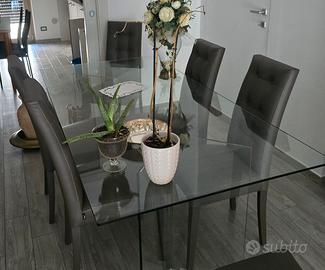 Tavolo in vetro con 6 sedie