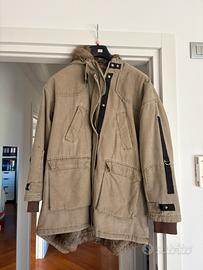 Sportmax giaccone con peliccia interna removibile