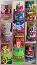 Lotto di 8 torte scenografiche