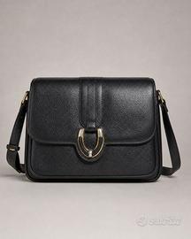 Borsa a spalla vintage Toma nera in pelle martella