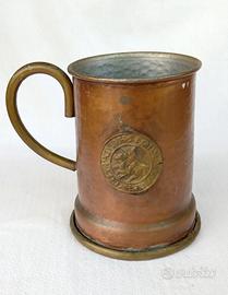 Antico boccale birra rame e ottone 