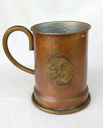 Antico boccale birra rame e ottone 