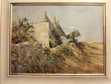 ACQUERELLO 30X40 TRULLI A MONOPOLI