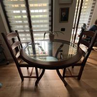 Tavolo in vetro e legno + 2 sedie