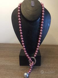 Originale Collana Perle Rosa in Argento