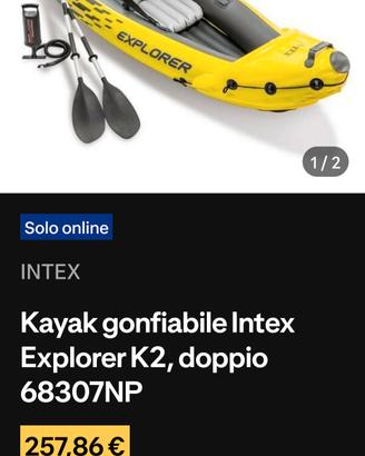 canoa gonfiabile 2 posti nuova