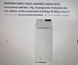 LAVATRICE HOTPOINT WMTG723 - NUOVA