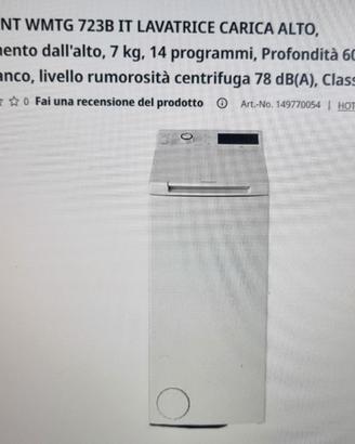 LAVATRICE HOTPOINT WMTG723 - NUOVA