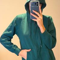 Felpa donna con cappuccio verde petrolio