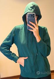 Felpa donna con cappuccio verde petrolio