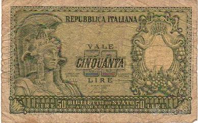 Banconota "Italia Elmata" Italia. 1951. 50 Lire