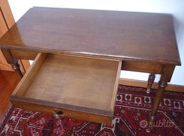 Tavolo consolle legno massiccio noce con cassetto