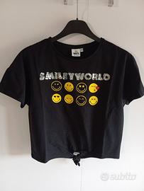 T-shirt donna/ragazza, Smiley world, manica corta,