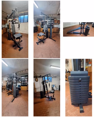 Palestra completa con panca, bilanciere e squat