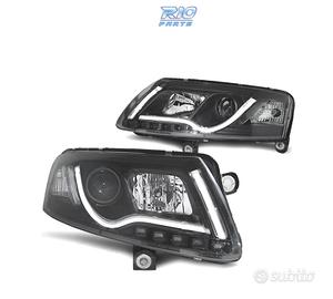 FARI PER AUDI A6 4F 04-08 TUBE LIGHT FONDO NERO