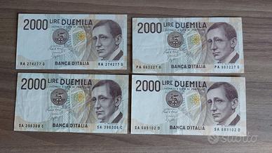 lotto 4 banconote da 2000 Lire Guglielmo Marconi