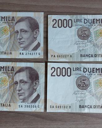 lotto 4 banconote da 2000 Lire Guglielmo Marconi