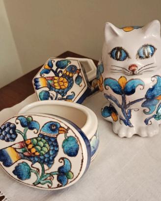 Scatoline e micino in MAIOLICA INNOCENTI 