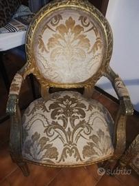 Salottino stile Luigi 16 in foglia oro 