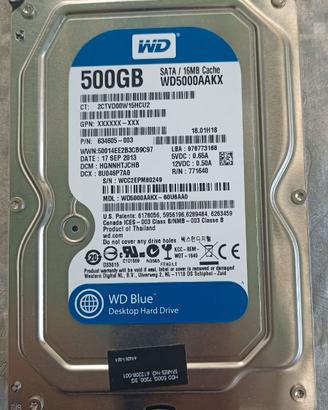 Disco rigido WD BLUE da 500 Gb 3.5" SATA III 5400
