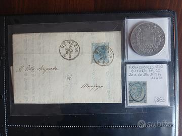 Francobollo 20 cent.mi De La Rue su Lettera - 1867