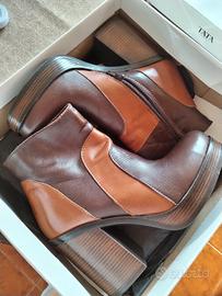 Stivaletti Tata Italia pelle bicolore marrone 40