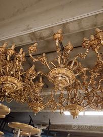 Lotto lampadari Ottone + Appliques stile Barocco 