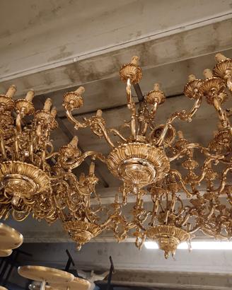 Lotto lampadari Ottone + Appliques stile Barocco 