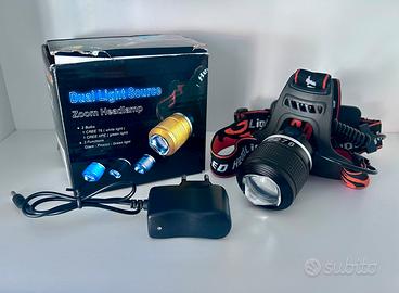 Lampada frontale a doppia luce con zoom