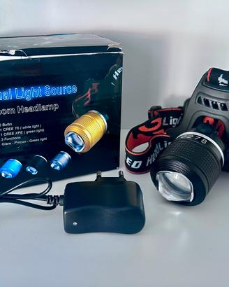 Lampada frontale a doppia luce con zoom