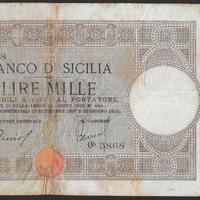 Banconota lire 1000 banco di sicilia del 1915