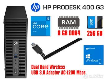 HP PRODESK 400 G3, i5, 8GB, 256SSD, Win 11, Wi-Fi