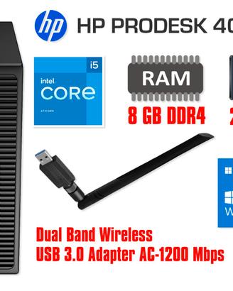 HP PRODESK 400 G3, i5, 8GB, 256SSD, Win 11, Wi-Fi